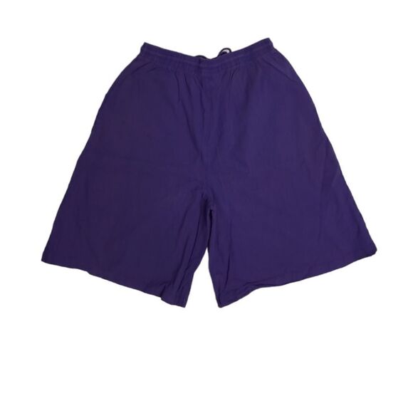 VINTAGE 90s purple baggy pull‎ on drawstring wide leg bermuda shorts M - Picture 3 of 11